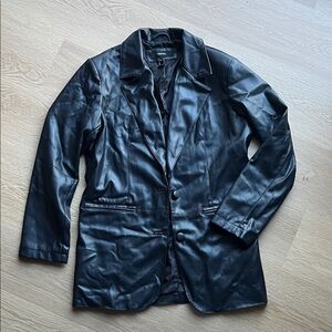 Black Pleather F21 Women’s Blazer Jacket